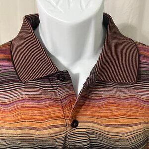 St. Croix Men's unique orange, pink, red, etc. detailed polo shirt XL EUC